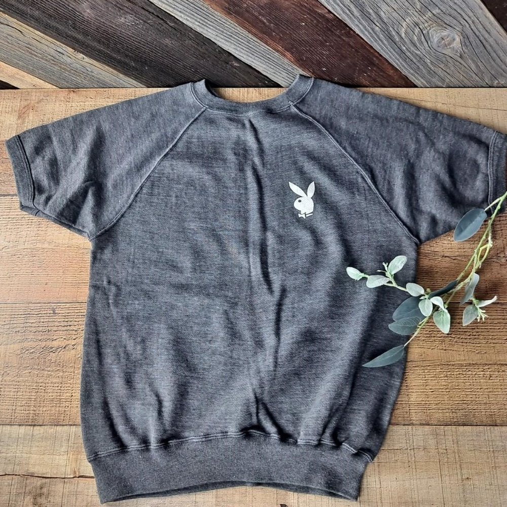 Vintage Playboy Bunny Short Sleeve Sweatshirt Top